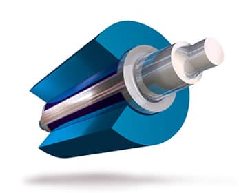 Precision ground steel roller on the machine bed